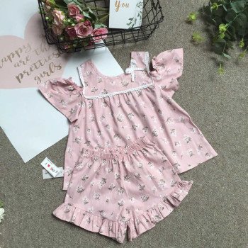 Bộ hoa thô bé gái tay trễ ngực ren size 4 -8
